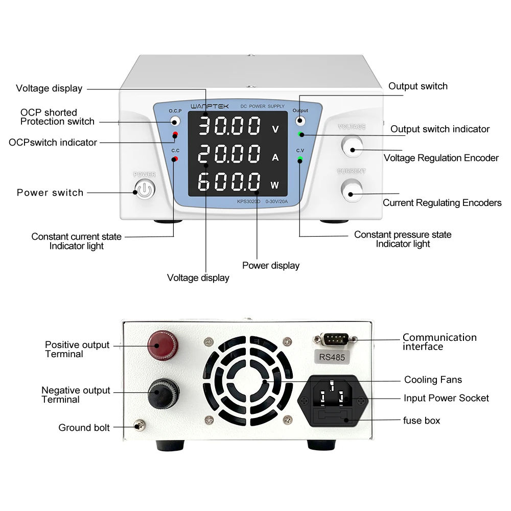 Wanptek RS485/RS232 ラボ用プログラマブル - Programmable Dc Power Supply 60V 10A のレビューと価格